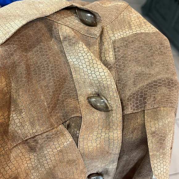 Cache Vintage Women’s Brown Short Sleeve Sheer Button Front Top Size S - Picture 2 of 4